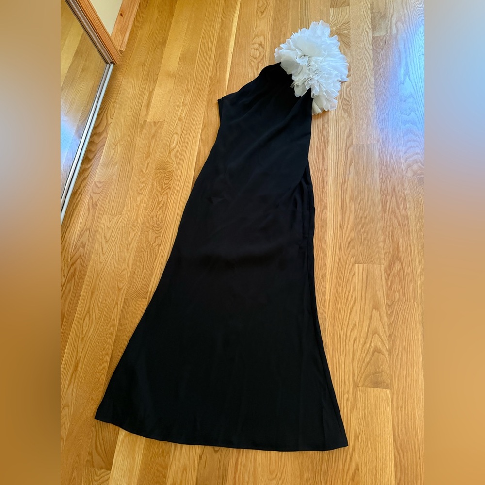 Tadashi Shoji Black and White Asymmetrical Cocktail Gown